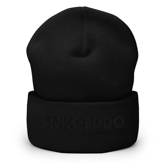 SNKRSPRO Black Font Cuffed Beanie